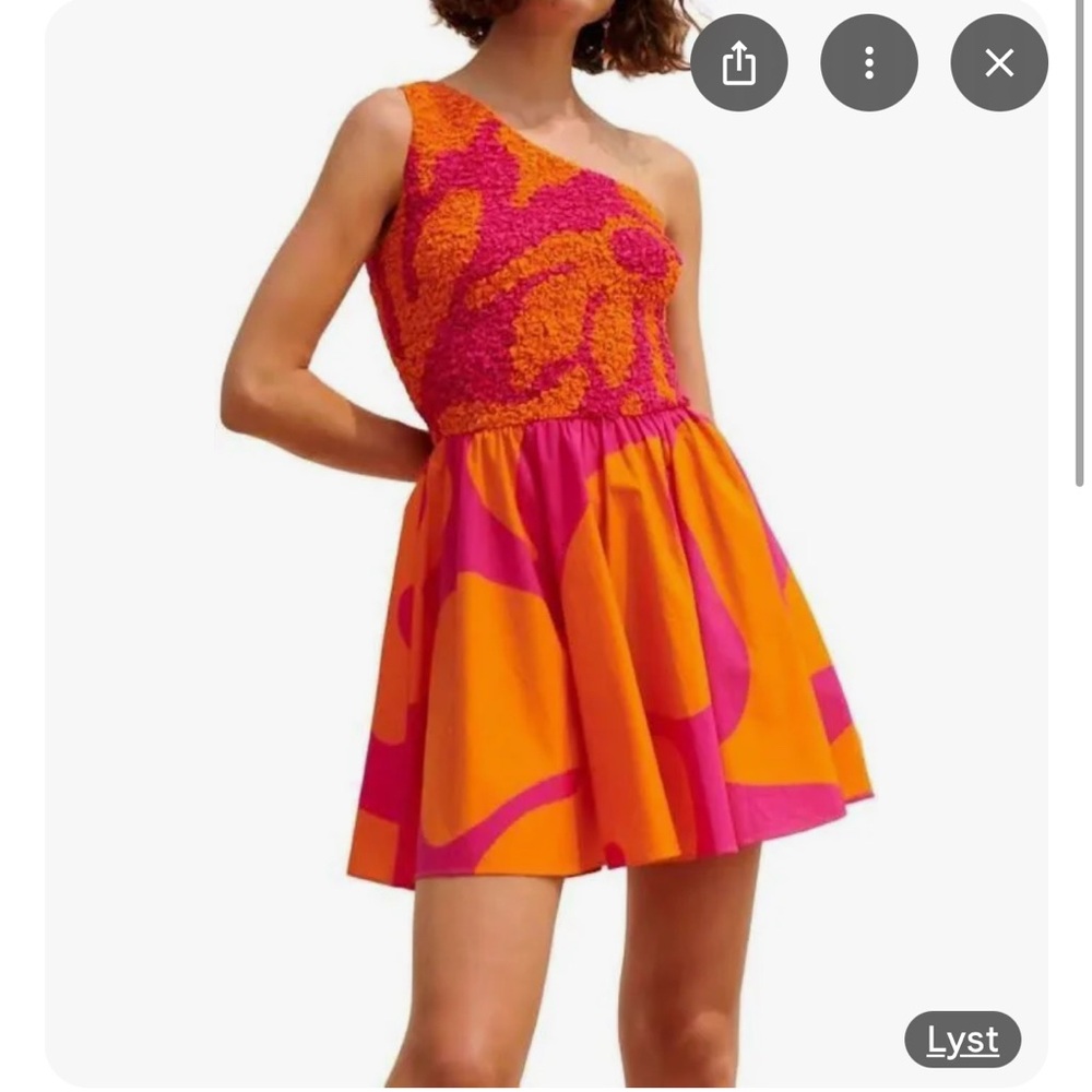 Saylor NYC Orange and Pink One-Shoulder Dress